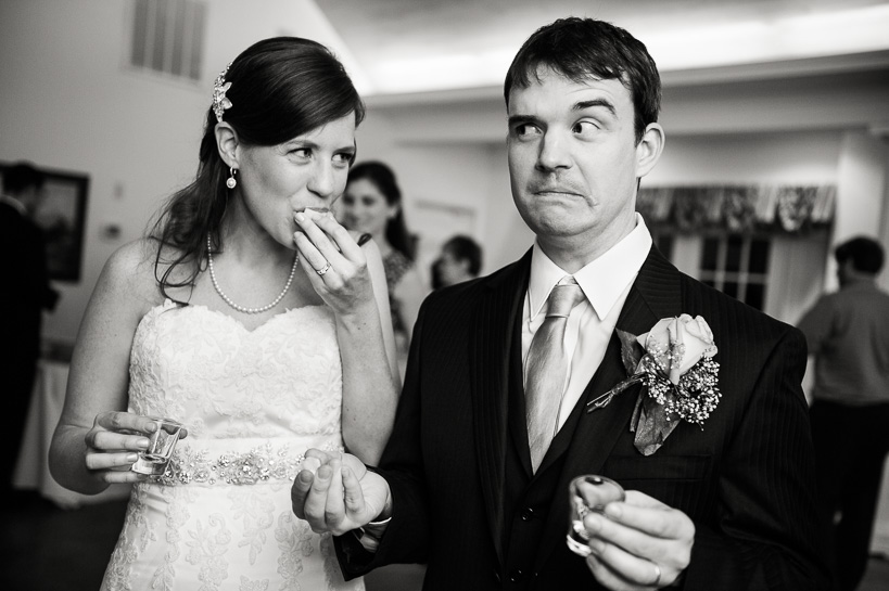 Virginia bride does shots with groom at Middleburg wedding.