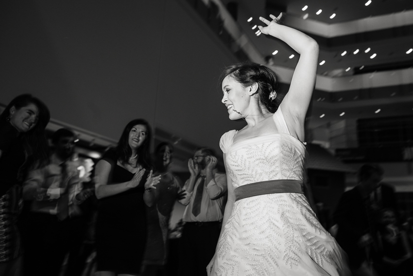 Bride dances at reception at Denver wedding.