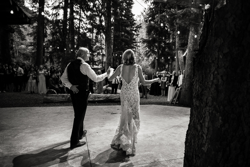 Father daughter dance at Aspen wedding by Denver wedding photojournalist.